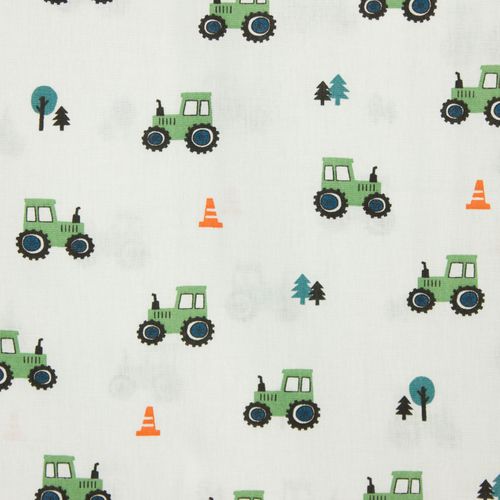Witte katoen met groene tractors